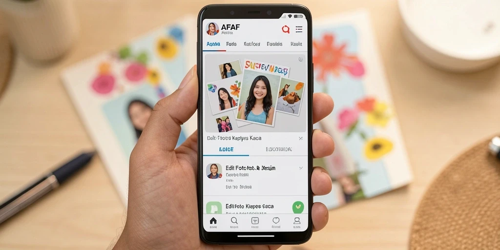 Antarmuka AFAF yang menampilkan fitur Edit Foto Kertas Kaca