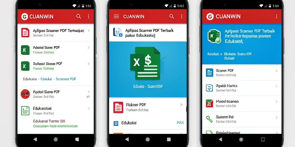 Antarmuka aplikasi CUANWIN menampilkan fungsi pemindaian PDF yang sederhana.