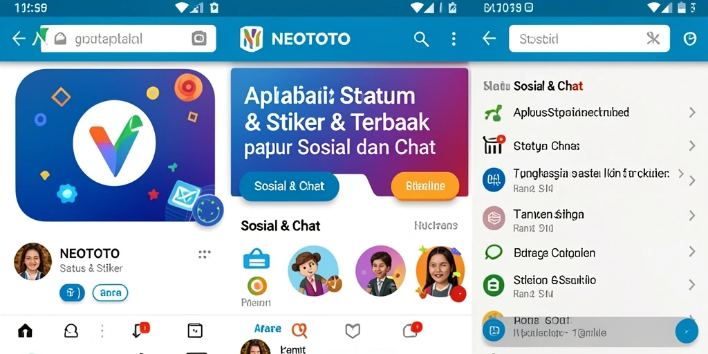 Antarmuka NEOTOTO menampilkan berbagai stiker kreatif untuk chat.