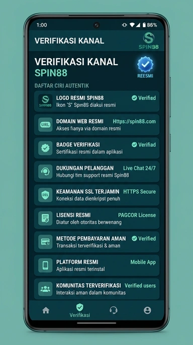 Tampilan kanal resmi spin88