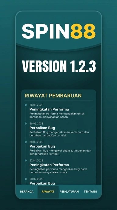 Tampilan riwayat versi spin88
